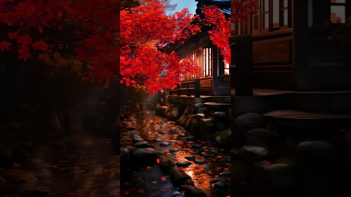 Japanese garden in autumn with red maple tree #japan #garden #autumn #tree #nature #travel #explore