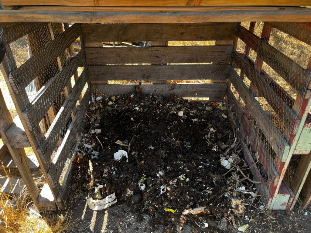 Uncovering our year old compost pile. We transfered most fresh bits to another pile. Bit soggy and cold, but full of bugs. Any suggestion?