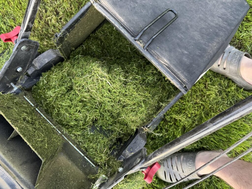 Please help me with why this happens. My bag does not fill and it gets stuck and I have to lift the mower. Grass piles all over and have to clean up after. Please help me with why this happens. My bag does not fill and it gets stuck and I have to lift the mower. Grass piles all over and have to clean up after.