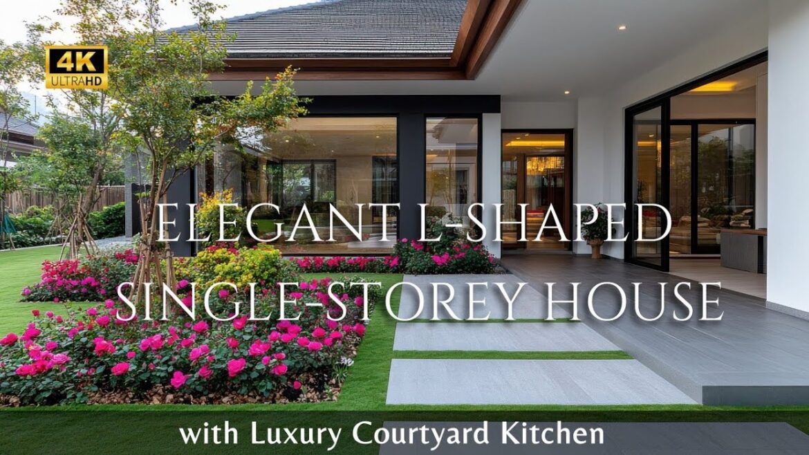 Elegant L-Shaped Single-Storey Modern Homes with Luxury Courtyard Kitchen & Seamless Indoor-Outdoor
