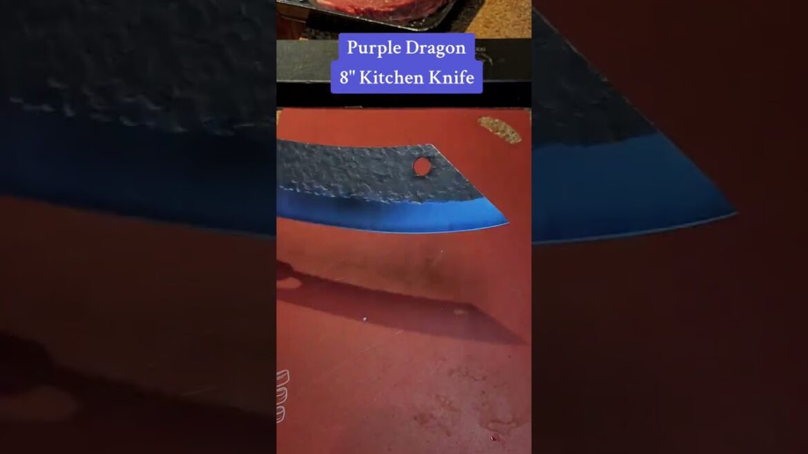 Purple Dragon Chef Knife 8.5 Inch Full Tang Design High Carbon Steel Kitchen for Home Restaurant