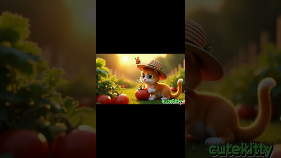 Cute kitty Harvest his vegetables at his garden 🍅🍆| he really happy with his plans😻 #adorable #cat