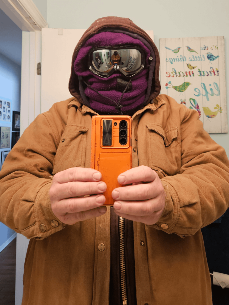 When it's minus 20 outside with a nasty wind and you gotta plow the driveway in an open station UTV...