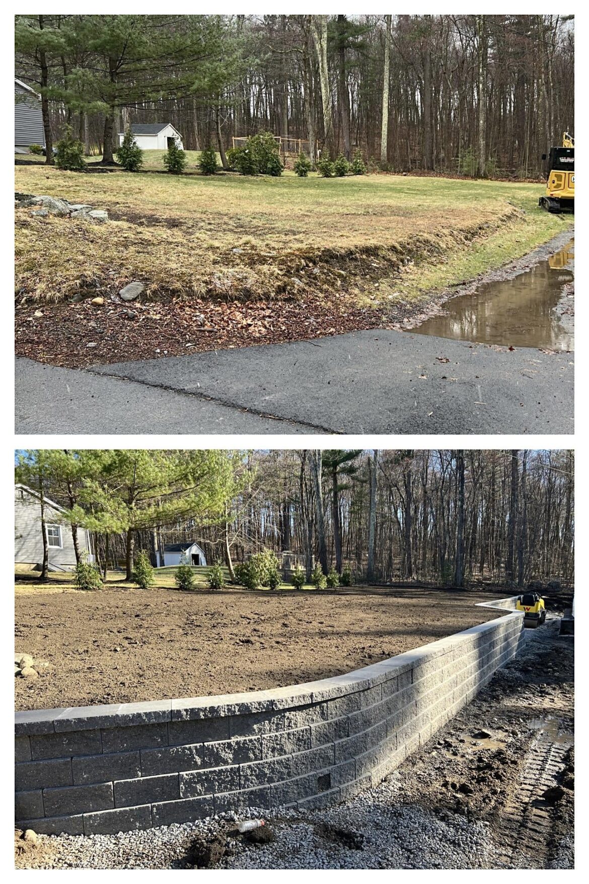Before & After New Retaining Wall Installation! Starting from scratch.