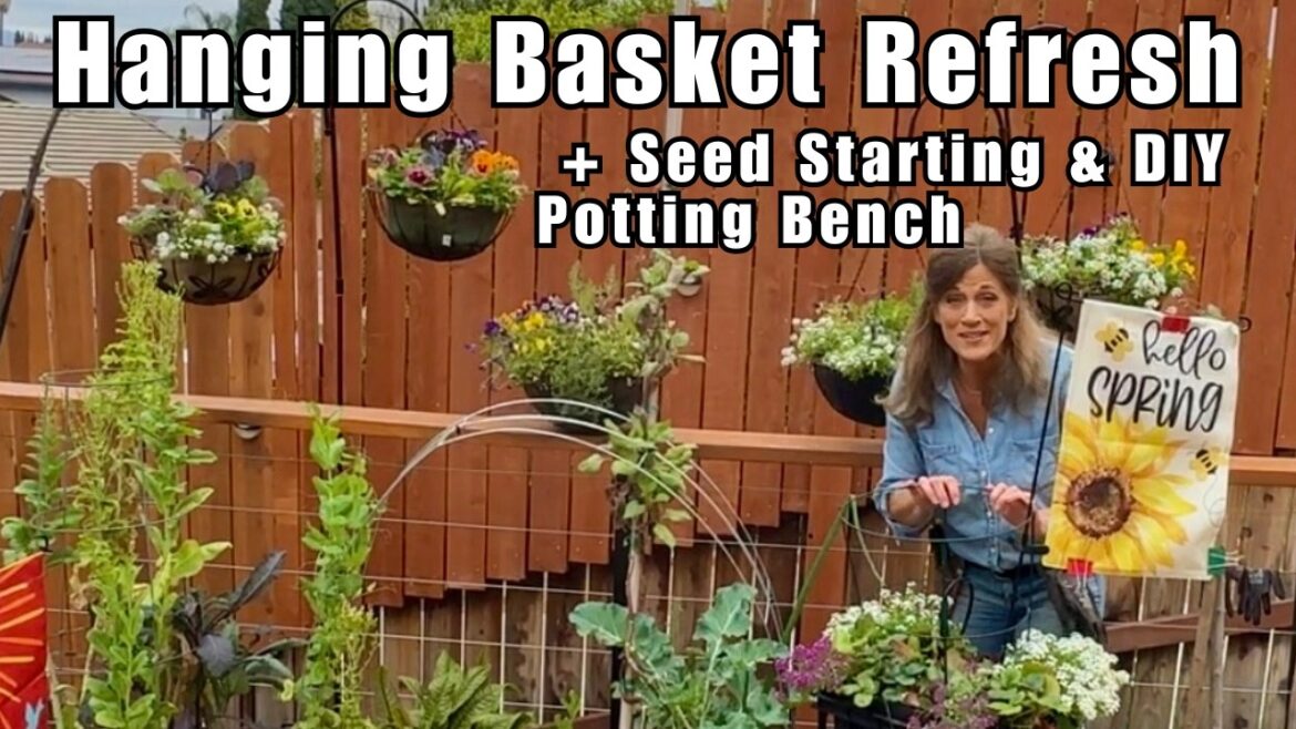 CaliKim: Starting More Seeds, Hanging Basket Refresh & DIY Potting Bench Build Starting More Seeds, Hanging Basket Refresh & DIY Potting Bench Build