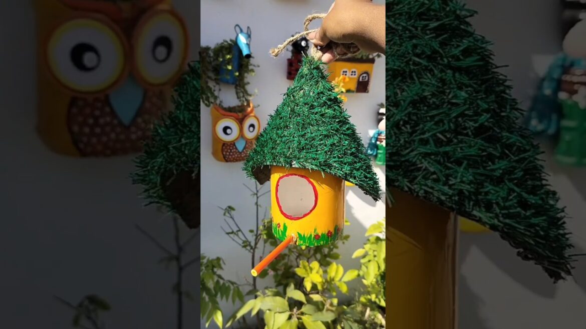 DIY Beautiful Bird House 🐦🏡#diy #art #birdhouses #reuseideas