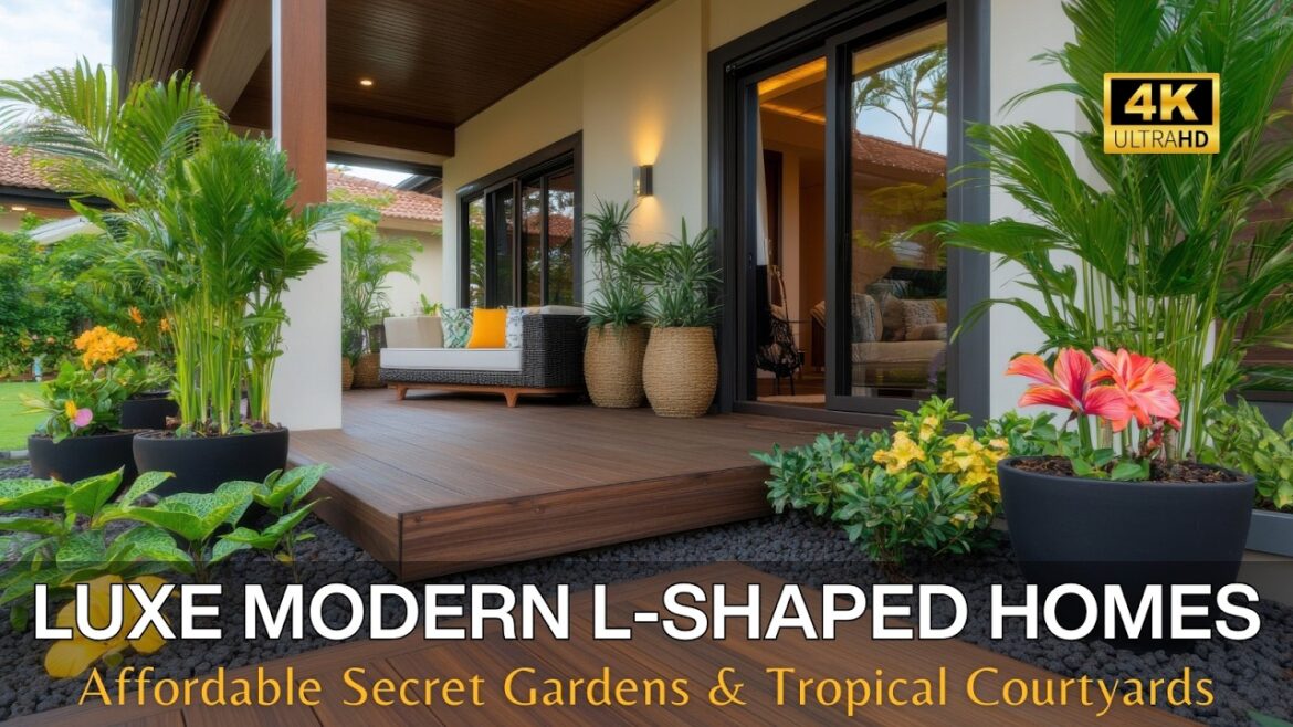 Luxury Modern L-Shaped Homes: Affordable Designs with Secret Gardens & Tropical Courtyards