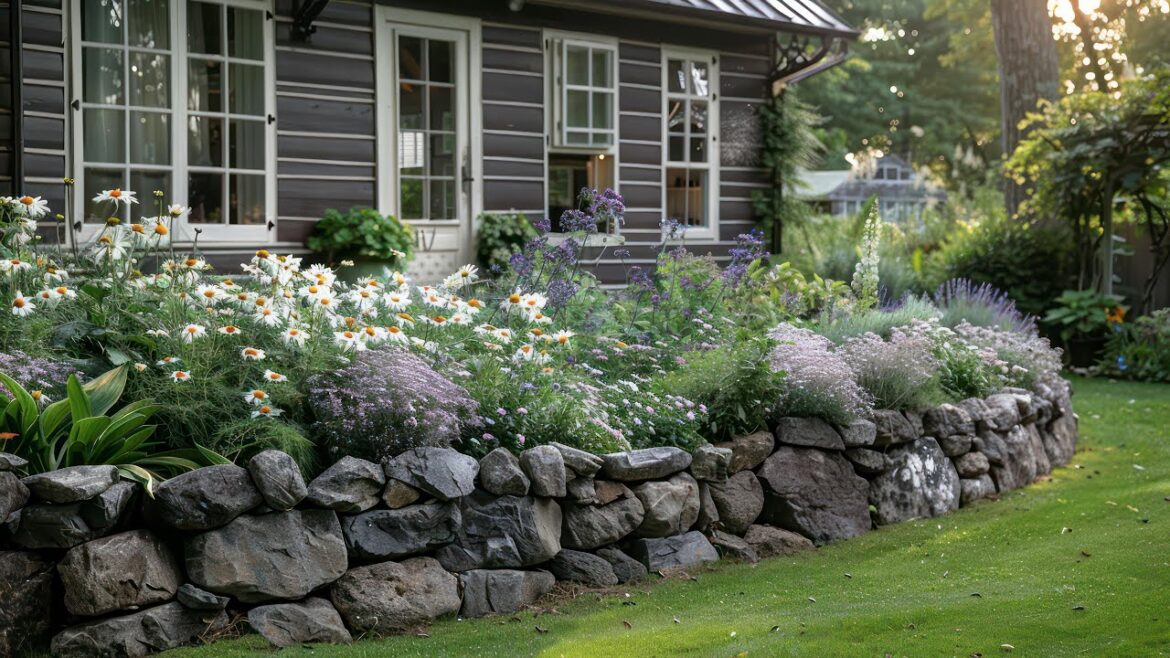 10 Stunning Rustic Farmhouse Edging Garden Beds Ideas with Stone for Your Backyard