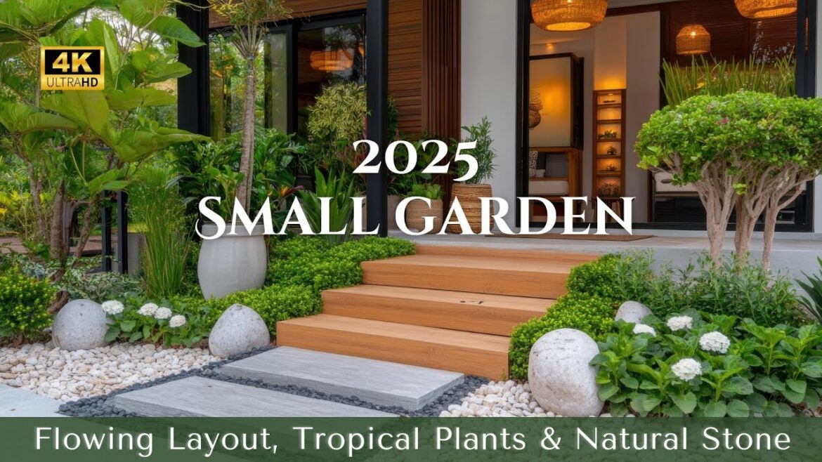 Indoor-Outdoor Harmony: Small Garden Ideas 2025 with Flowing Layout, Tropical Plants & Natural Stone