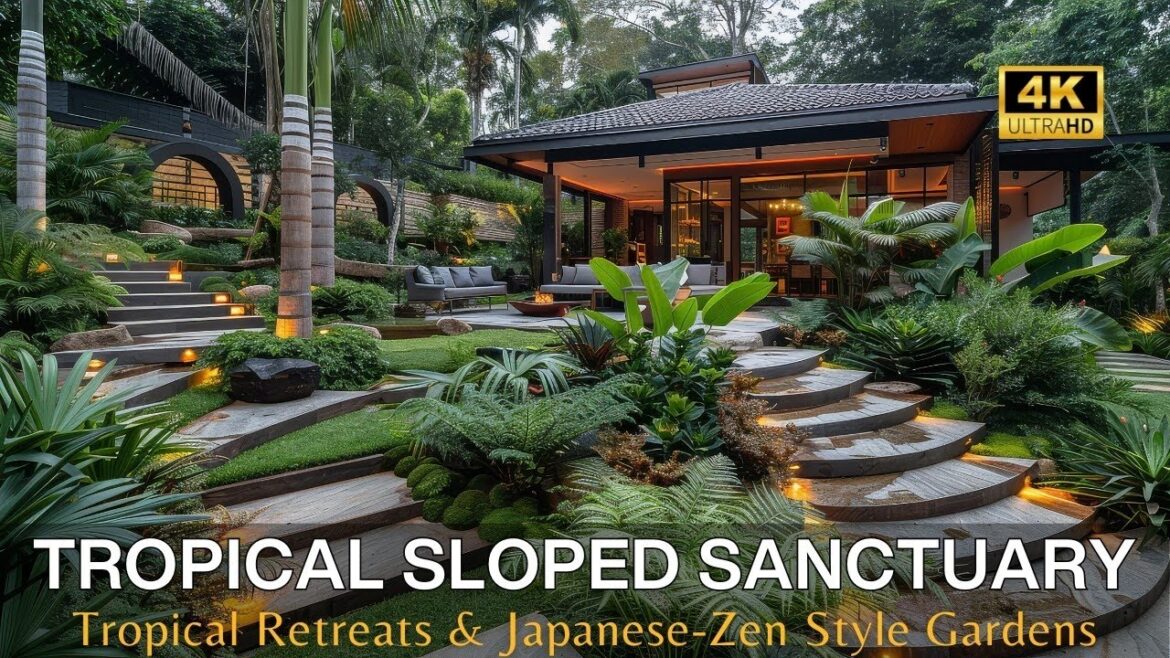 Transform Your Sloped Yard: Tropical Oasis Meets Japanese Zen Garden Design Transform Your Sloped Yard: Tropical Oasis Meets Japanese Zen Garden Design