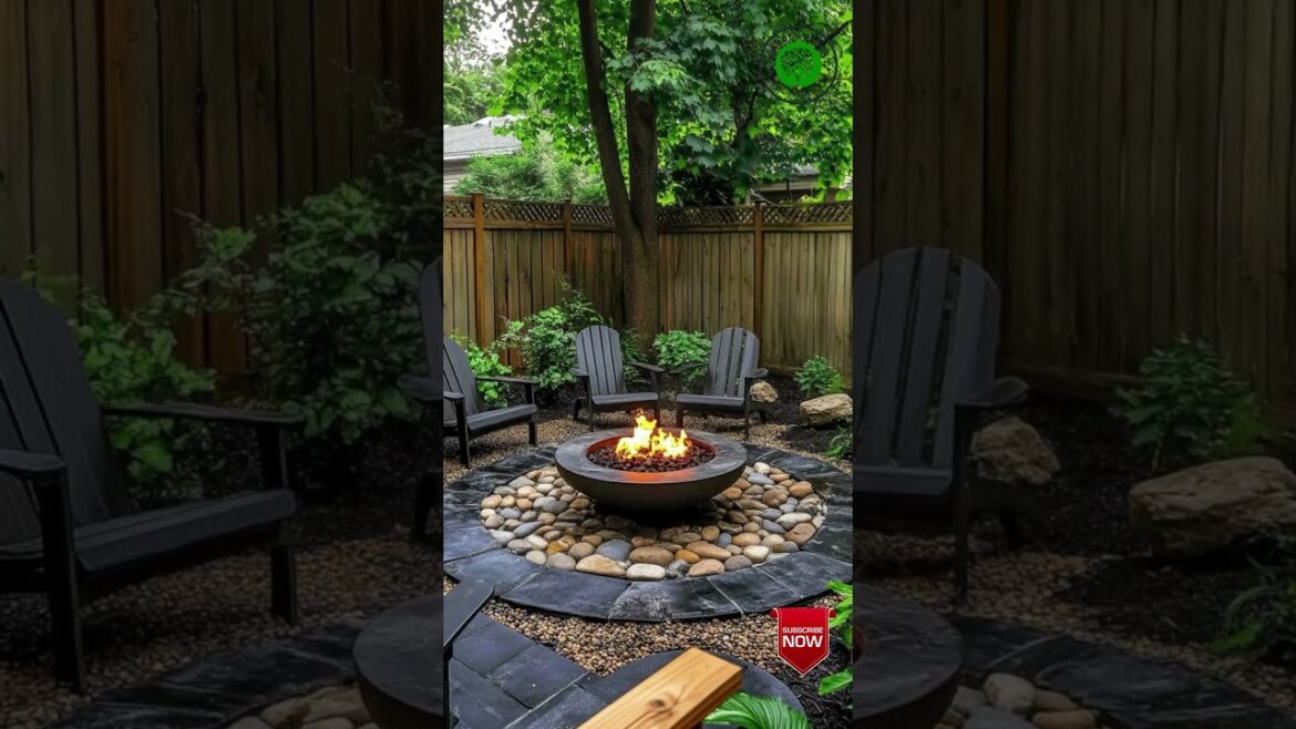Backyard Garden Design with Fire Pit or Fireplace Ideas #ytshorts #fyp #firepit #fireplace #backyard