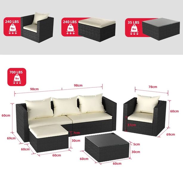 Promotional picture of Debenhams 5-piece corner sofa rattan garden furniture set