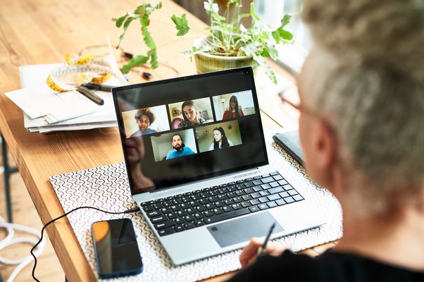 Person working from home having a video meeting, generic