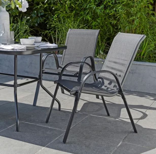 The chairs come in a set and are stackable