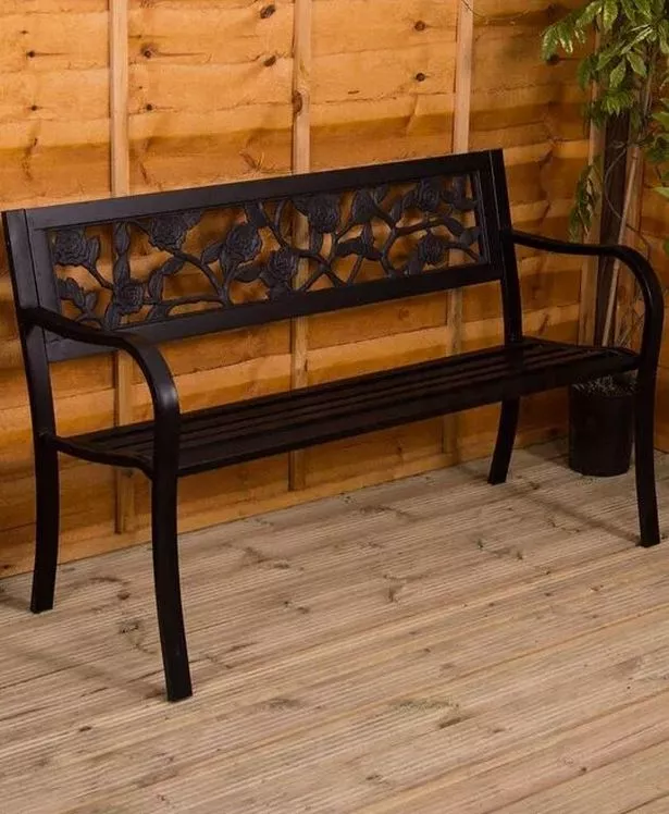 Garden Vida Steel Garden Bench Rose 3 Seater Outdoor Furniture