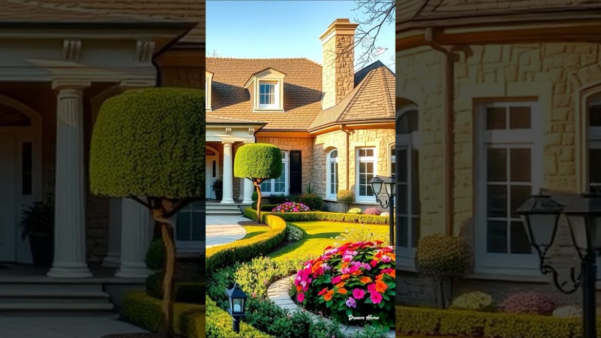 Perfect Front Yard Symmetry – Garden Goals 🌳 #home #eleganthomes #gardendesign #garden #house