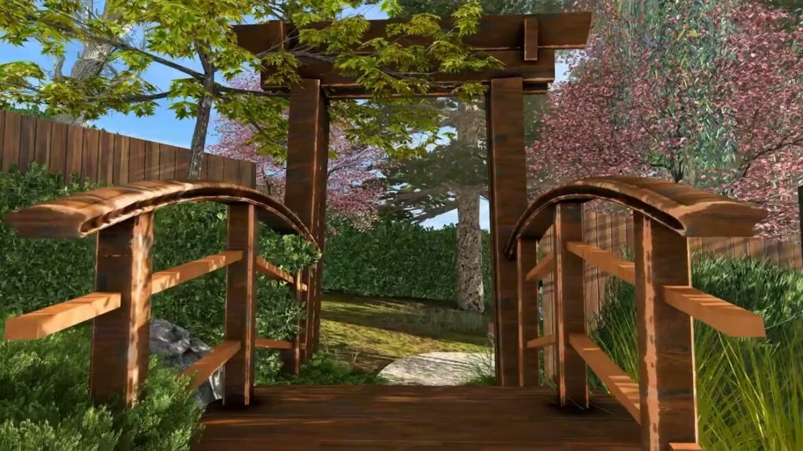 Japanese Garden Landscape Design Video Rendering - Monterey, California.