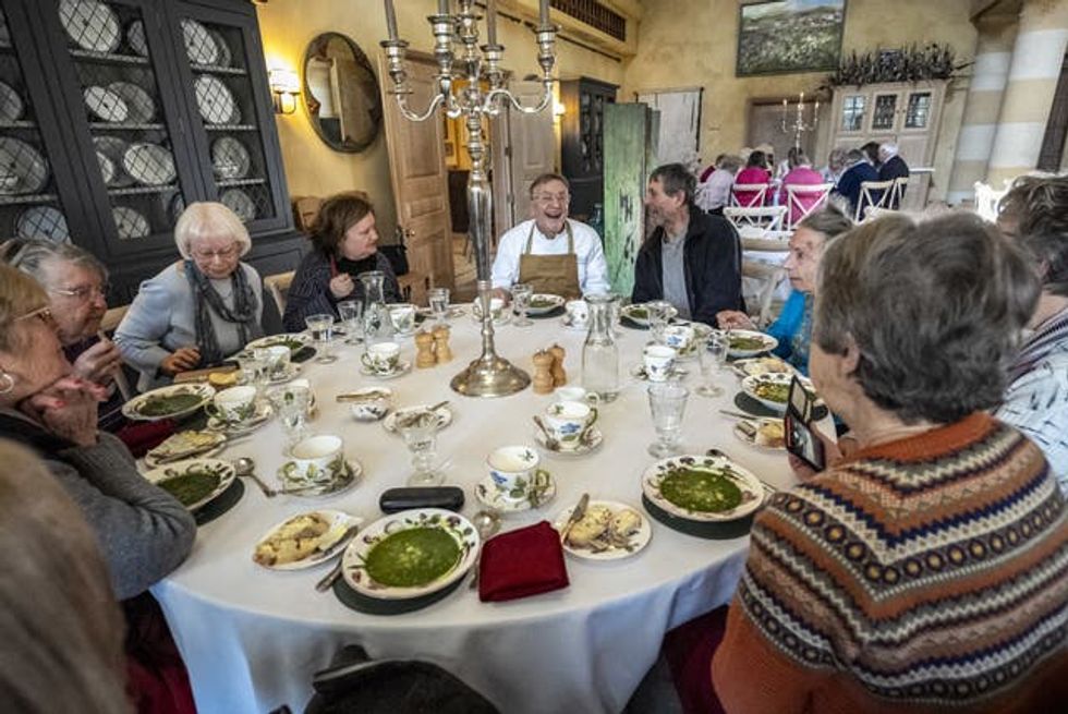 Chef Raymond Blanc attends a Winter Warmers session which he has curated a special menu for in the Orchard Room at Highgrove Gardens on the King\u2019s estate in Tetbury, Gloucestershire