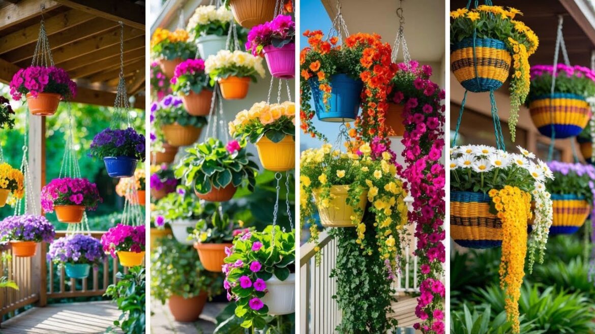 AMAZING! HANGING BASKETS GARDEN DESIGN IDEAS | BEST HANGING PLANTERS AND CONTAINER GARDENING IDEAS