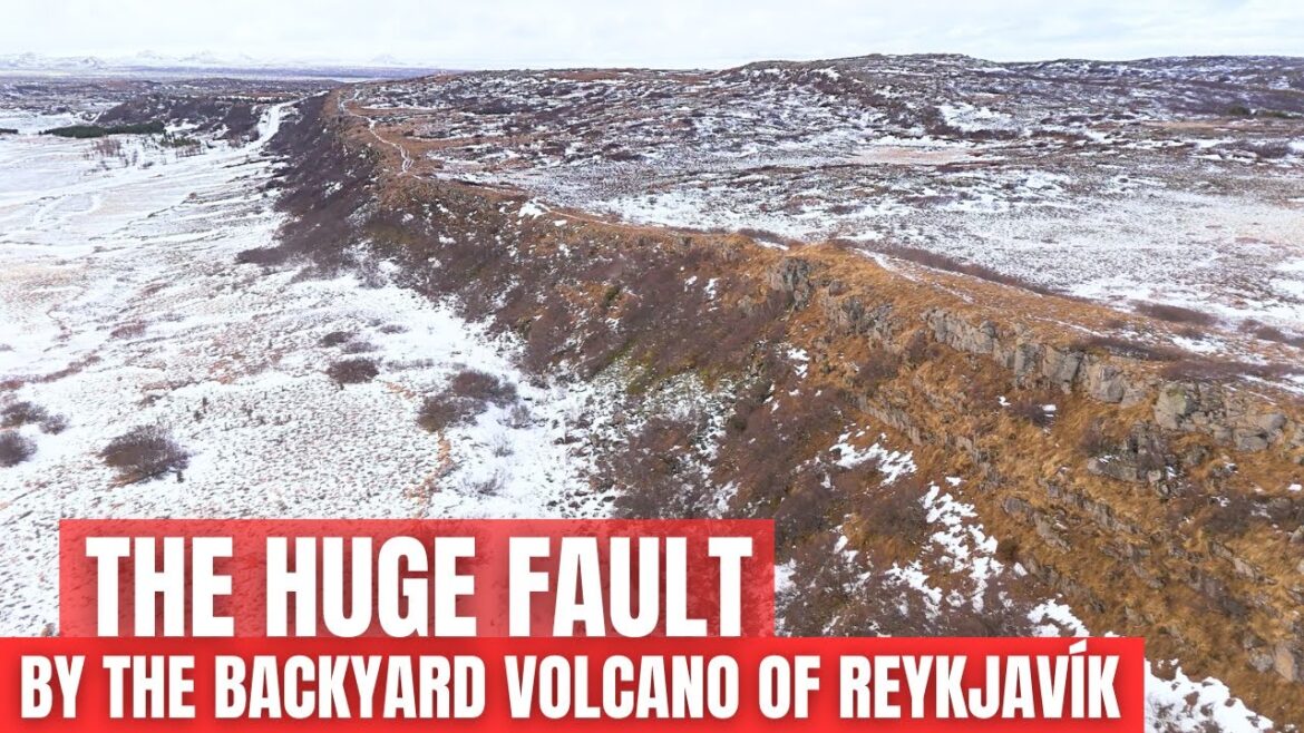 Huge Fault & Depression By Reykjavík -  And The Backyard Volcano Búrfell