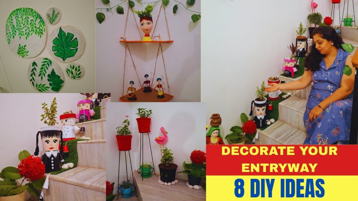 A small staircase arrangement/ Indoor plants  Ideas |Garden makeover/Entryway Makeover |8 DIY ides