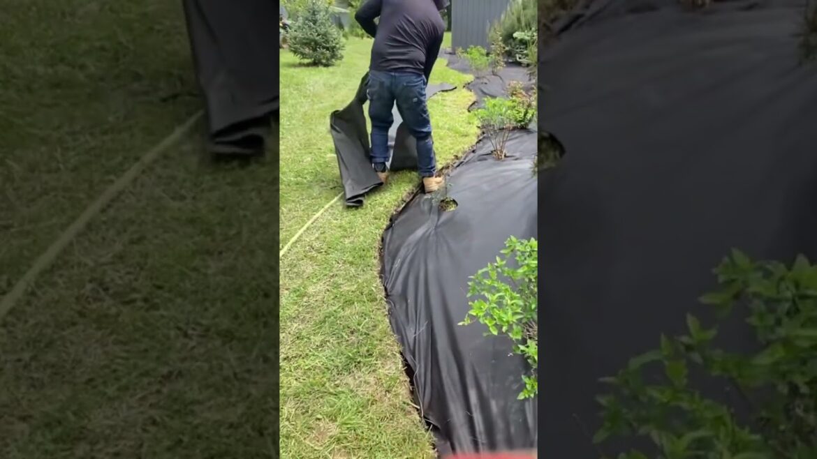 All the landscaping fabric is done #workerlife