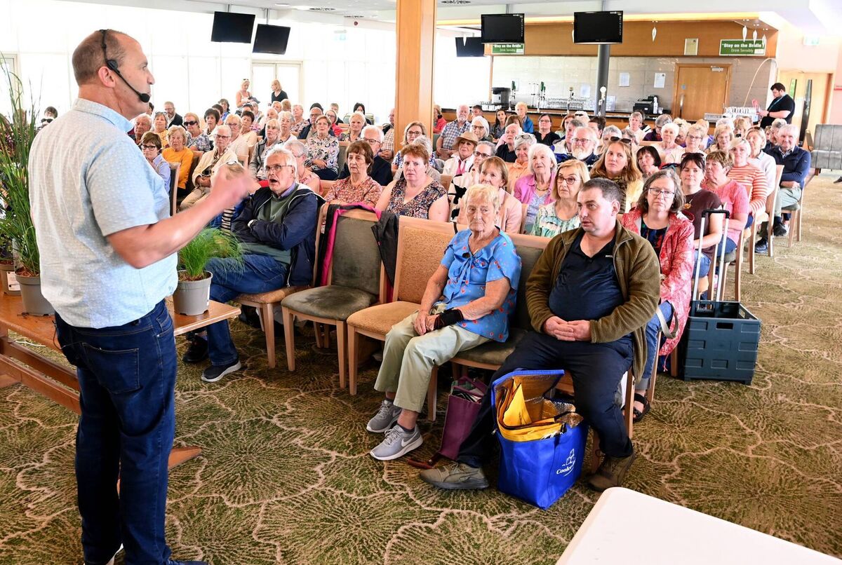 Irish Examiner gardening columnist Peter Dowdall speaking at Mallow Home and Garden Festival.