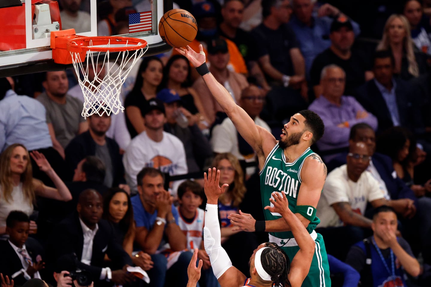 Jayson Tatum lays it in in the first half.