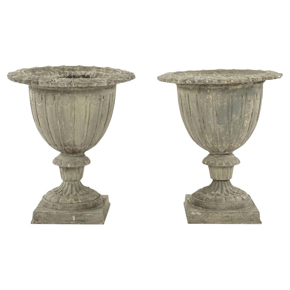 Pair of French Cast Iron Garden Urns Pair of French Cast Iron Garden Urns