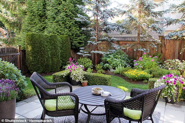 From upcycling old lawn furniture, to touches of DIY paint, or even a little scrub down with soap and a cloth, experts say a little effort goes a long way to revamping your entire garden (Stock image)