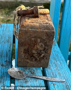 Lastly, the treasure seekers discovered one peculiar looking item - a rusted box with a metal ring looped through the top