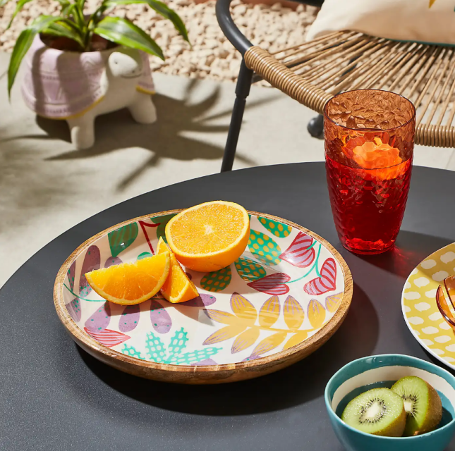 Dunelm Palm Leaves Mango Wood Serving Plate