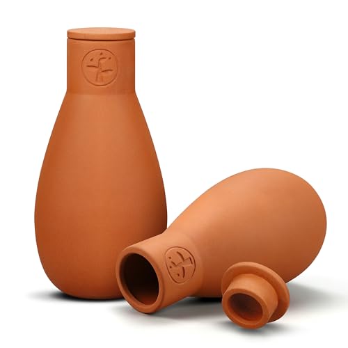 Soilagua 16 Oz Olla Plant Watering Globes Pots, Slow Release Self Watering Planter Insert Devices, Indoor | Outdoor Terracotta Watering Spikes, Automatic Plant Waterer Drip Irrigation System, 2 Pack