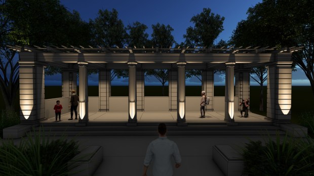 As part of its phase-two restoration project, Forever Balboa Park will install a newly reconstructed pergola to match the one that disappeared during the federal government's wartime takeover of the park. (Spurlock Landscape Architects)