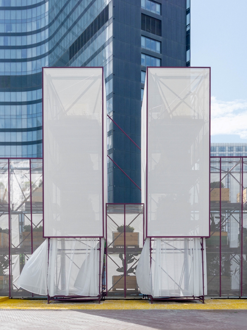 BARN arch.'s temporary scaffolding installation forms modular vertical garden in istanbul