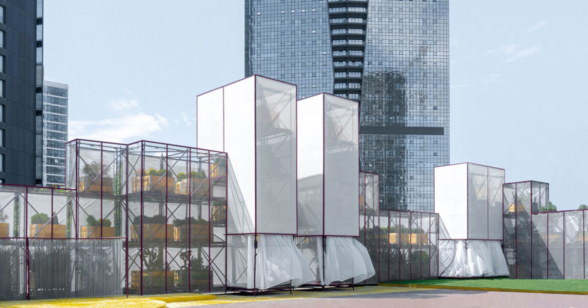 BARN arch.’s scaffolding installation forms vertical garden in istanbul BARN arch.'s scaffolding installation forms vertical garden in istanbul