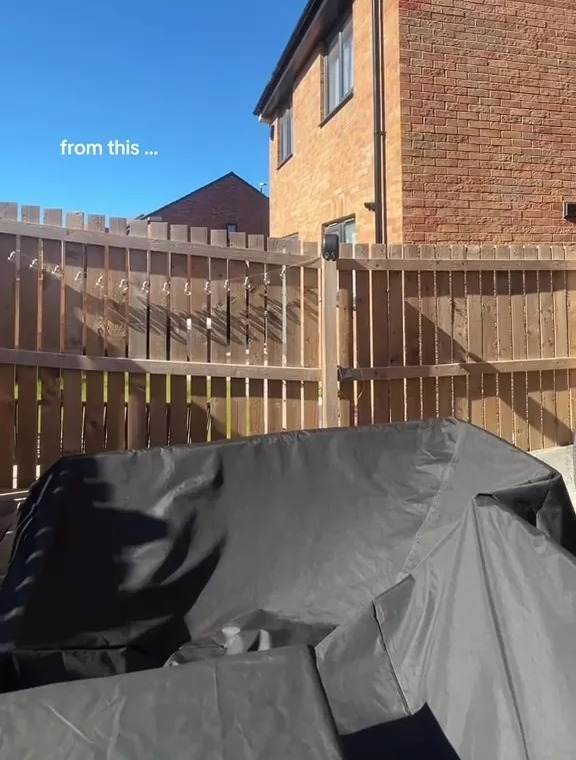 Garden fence before and after adding privacy screen.