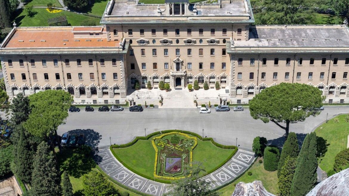 Floral coat of arms for Pope Leo XIV unveiled in Vatican Gardens