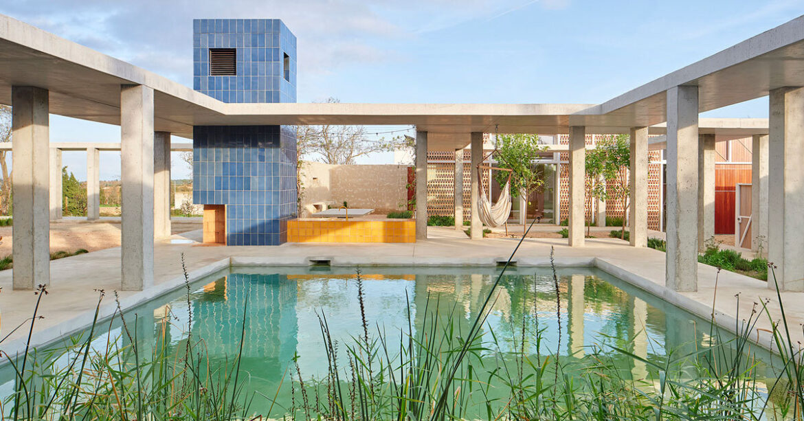 da.ch. crafts layered stone-paved landscape for casa tres patis