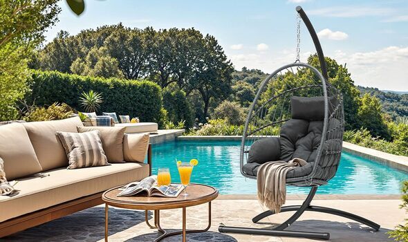 Egg chair in garden