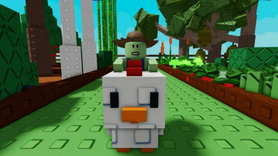 Promotional art for the Chicken Zombie update in Grow a Garden on Roblox.
