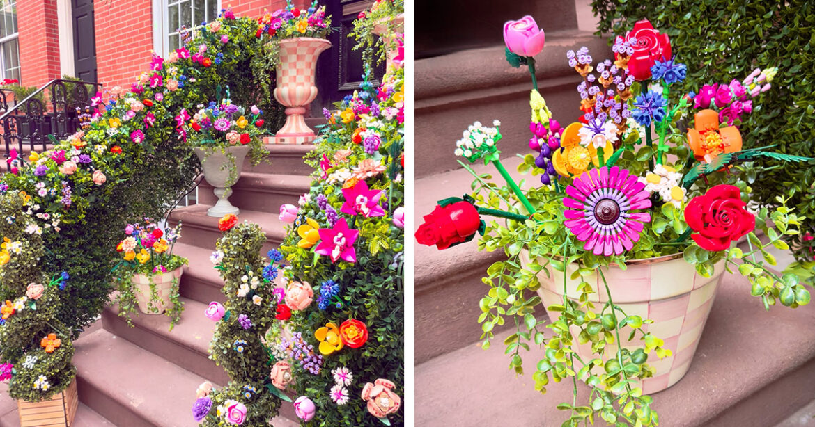 Mom Transforms Her NYC Stoop With Countless LEGO Flowers