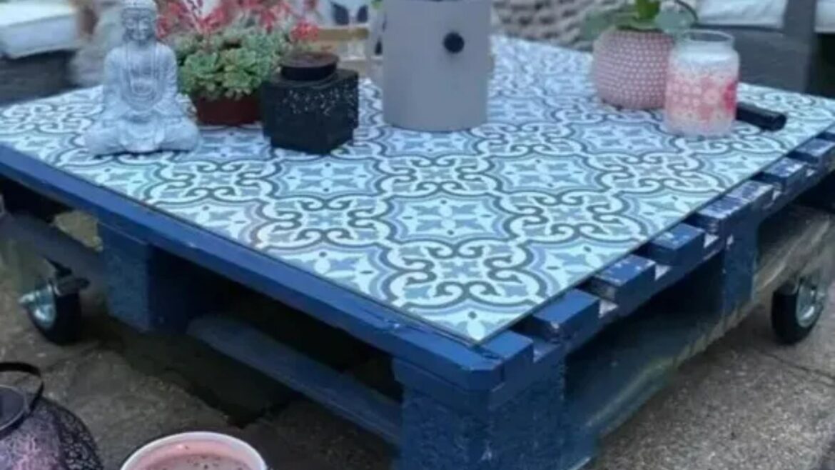 I made a stylish garden table out of a FREE pallet using Wickes tiles - it was cheap, easy & is a real statement feature