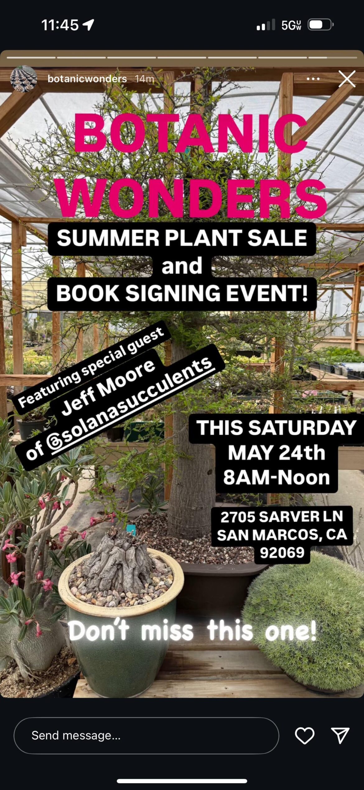 Event at Botanic Wonders this Saturday!