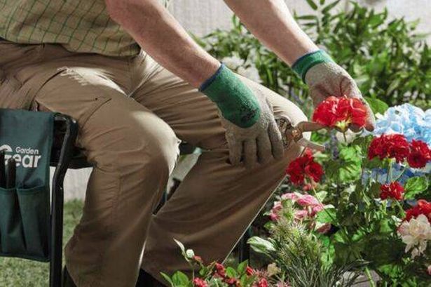 A person using the Thompson & Morgan Garden Kneeler & Seat while gardening