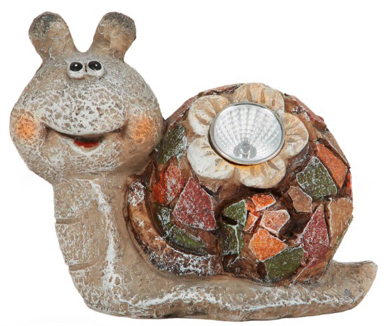 Solar-powered snail garden light.