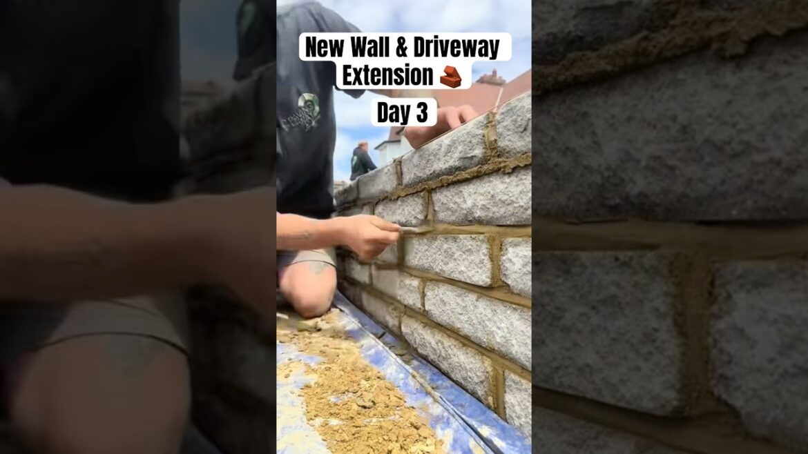 New Brick Wall & Driveway Extension 🧱 Day 3 #garden #brickwork #landscaping #diy #driveway #bricks