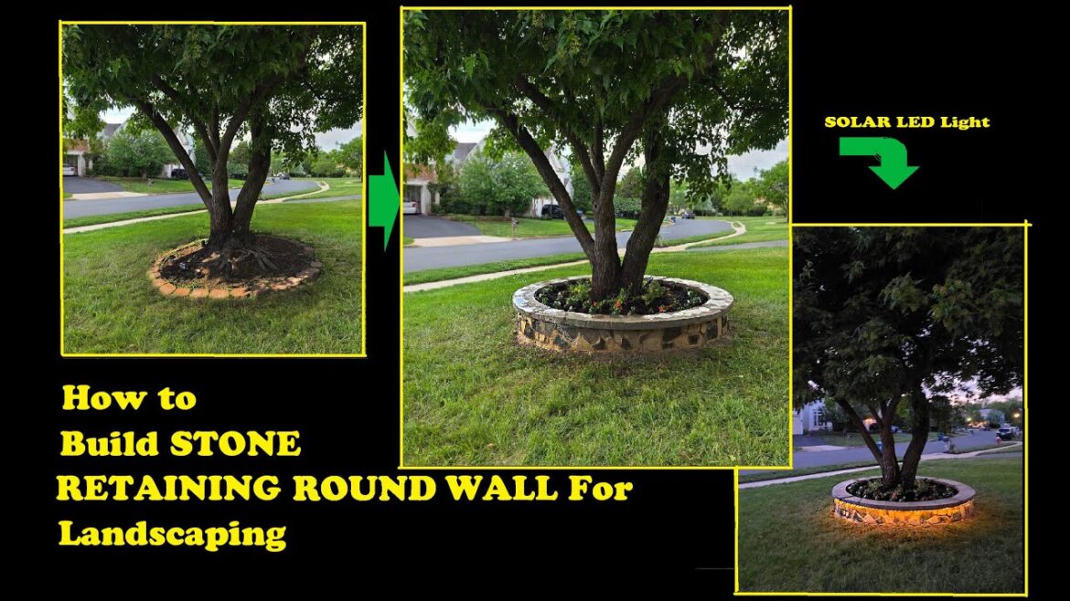 How to build Retaining wall ||Stone veneer||Solar LED light||Round Shape||DIY ||$300|| Part 1 How to build Retaining wall ||Stone veneer||Solar LED light||Round Shape||DIY ||$300|| Part 1