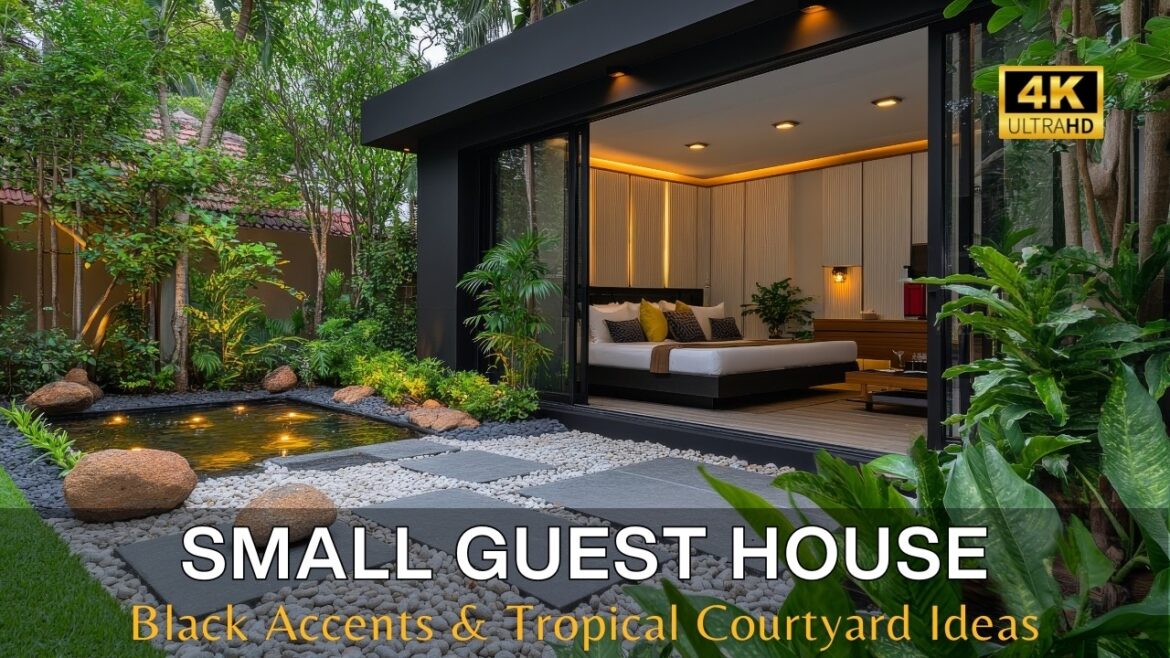 Modern Luxury Small Guest House with Bold Black Accents & Lush Tropical Courtyard Ideas Modern Luxury Small Guest House with Bold Black Accents & Lush Tropical Courtyard Ideas