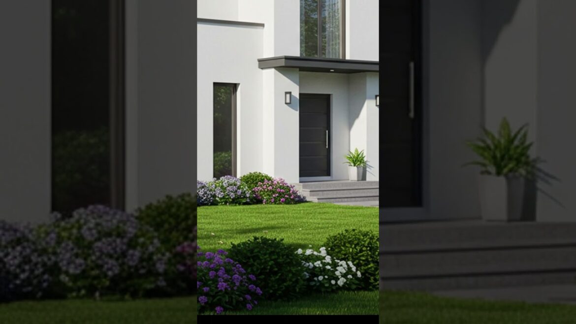 Elegant Front Yard Looks for White Homes #home #eleganthomes #modernarchitecture #design #homedesign Elegant Front Yard Looks for White Homes #home #eleganthomes #modernarchitecture #design #homedesign